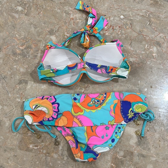 Tina Turk whimsical colorful bikini bottoms size 8 top size 10 - Picture 2 of 4